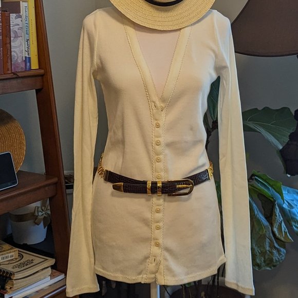 Rebecca Taylor Sweaters - REBECCA TAYLOR Ribbed Pima Cotton Cardigan V-Neck in Oat Size Medium New